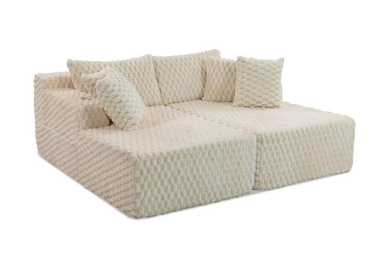 MACERATA 2 SEAT CHAISE SOFA CREAM