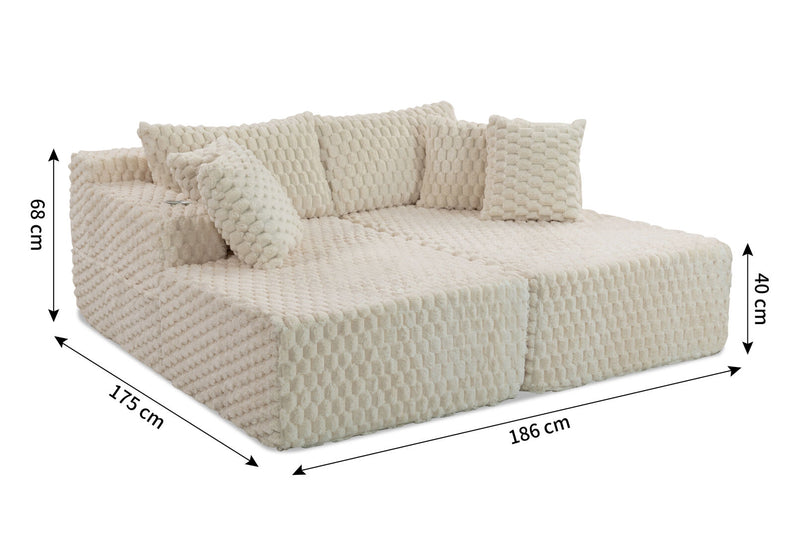 MACERATA 2 SEAT CHAISE SOFA CREAM