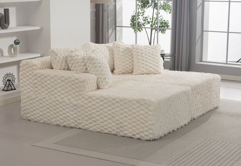 MACERATA 2 SEAT CHAISE SOFA CREAM