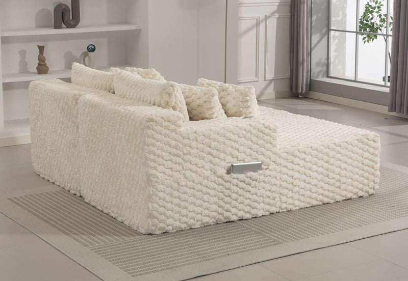 MACERATA 2 SEAT CHAISE SOFA CREAM