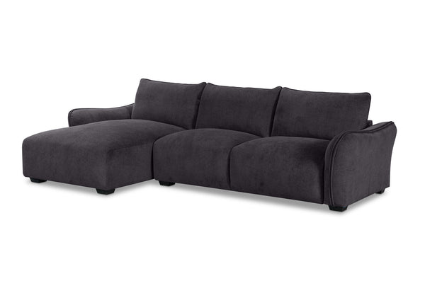 CARMELLO FABRIC 3 SEATER LHF CHAISE DARK GREY