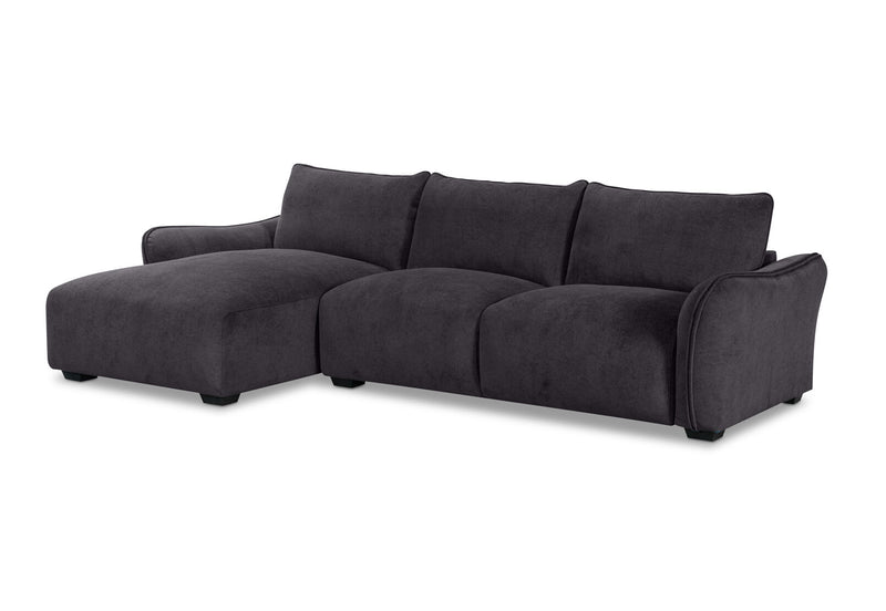 CARMELLO FABRIC 3 SEATER LHF CHAISE DARK GREY