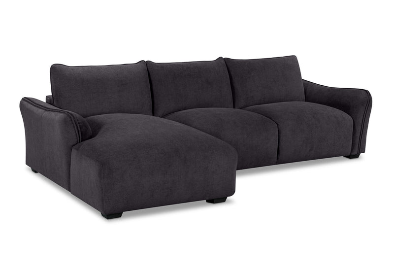 CARMELLO FABRIC 3 SEATER LHF CHAISE DARK GREY