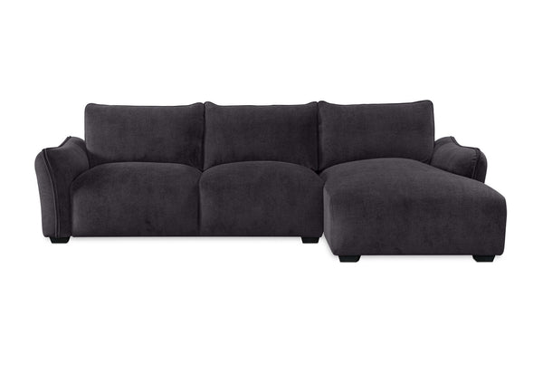 CARMELLO FABRIC 3 SEATER RHF CHAISE DARK GREY