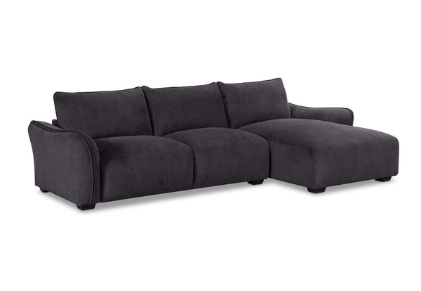 CARMELLO FABRIC 3 SEATER RHF CHAISE DARK GREY