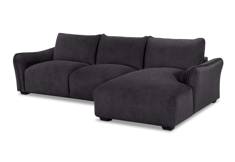 CARMELLO FABRIC 3 SEATER RHF CHAISE DARK GREY
