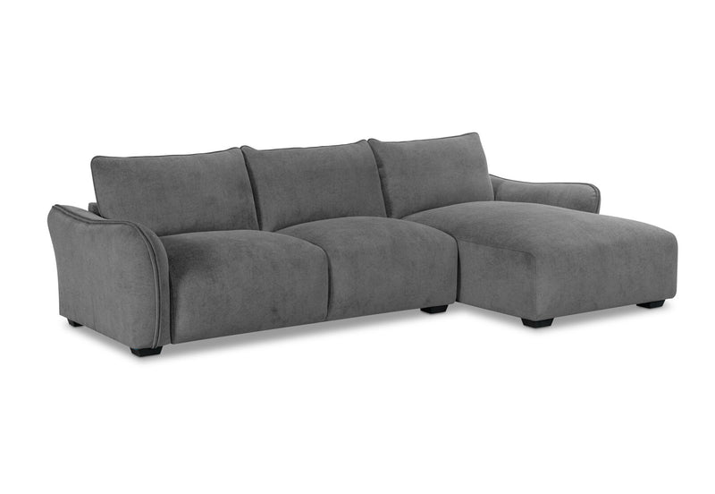 CARMELLO FABRIC 3 SEATER RHF CHAISE GREY