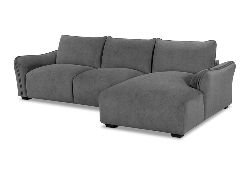 CARMELLO FABRIC 3 SEATER RHF CHAISE GREY