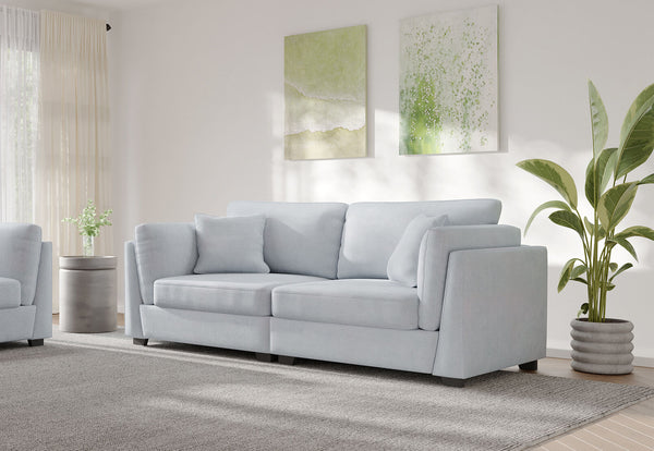RAMI FABRIC 3 SEATER SOFA LIGHT GREY