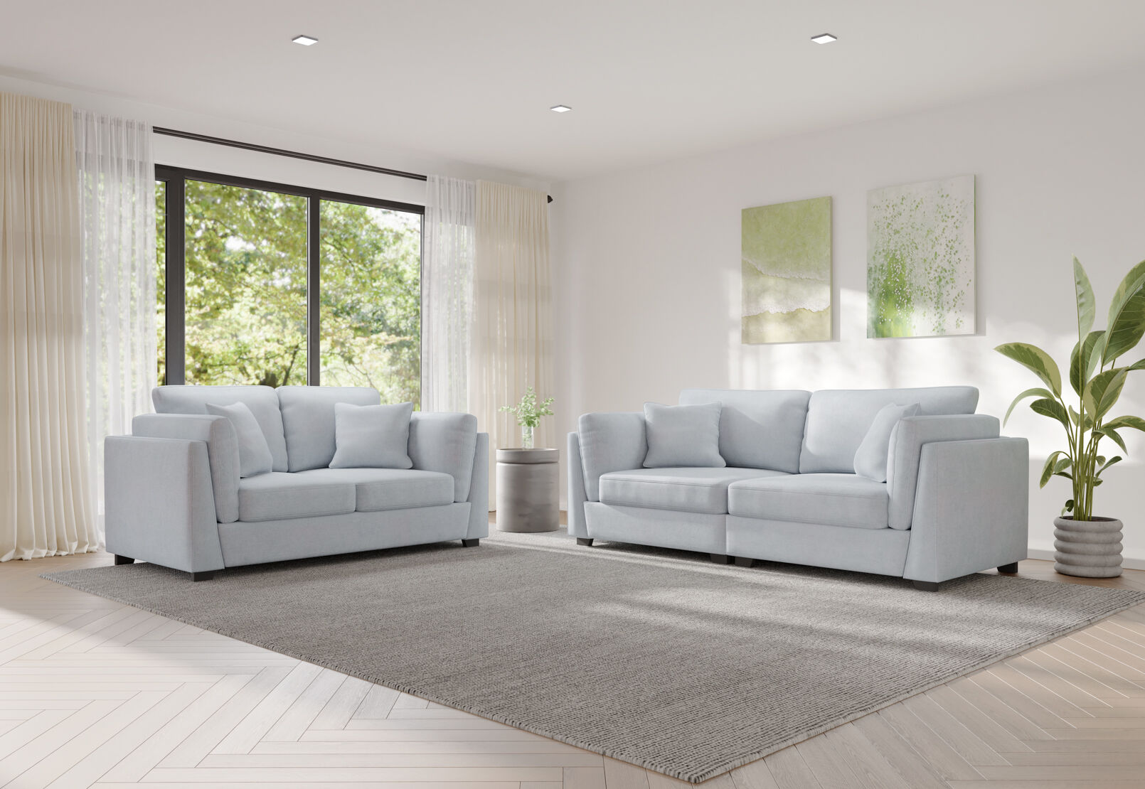 RAMI FABRIC 3 SEATER SOFA LIGHT GREY