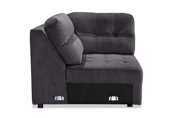 BEVERLY FABRIC MODULAR CORNER WEDGE DARK GREY