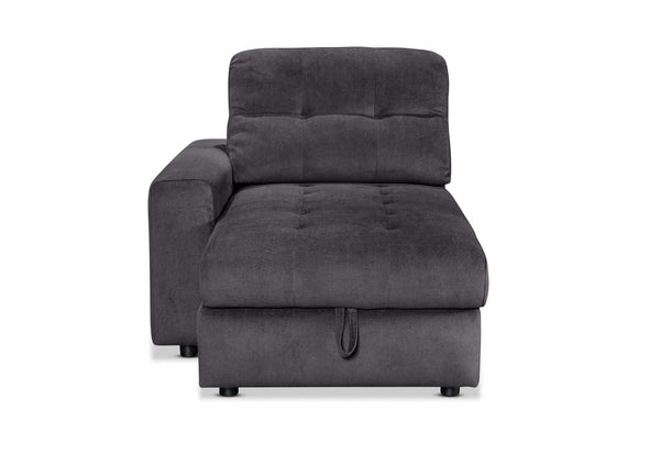BEVERLY FABRIC MODULAR LHF STORAGE CHAISE DARK GREY