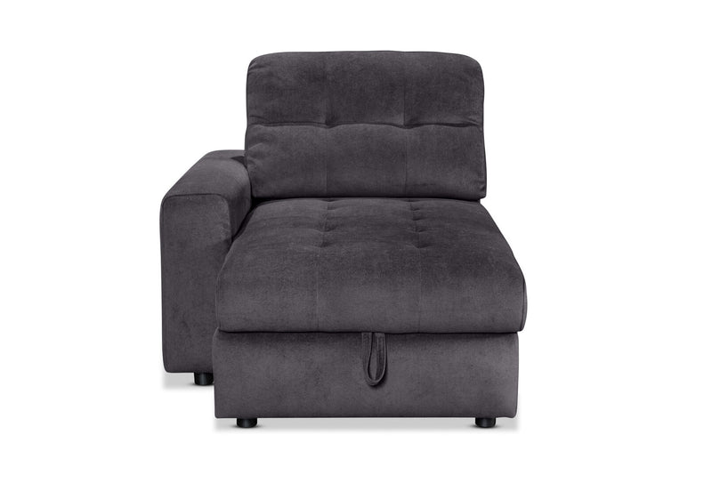 BEVERLY FABRIC MODULAR LHF STORAGE CHAISE DARK GREY
