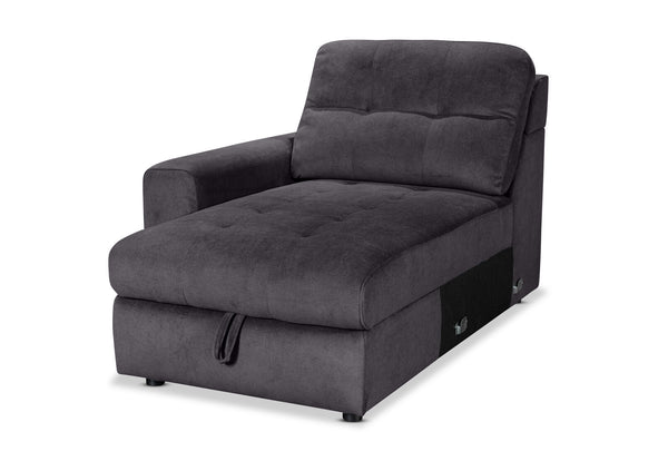 BEVERLY FABRIC MODULAR LHF STORAGE CHAISE DARK GREY