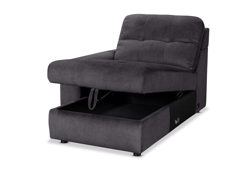 BEVERLY FABRIC MODULAR LHF STORAGE CHAISE DARK GREY