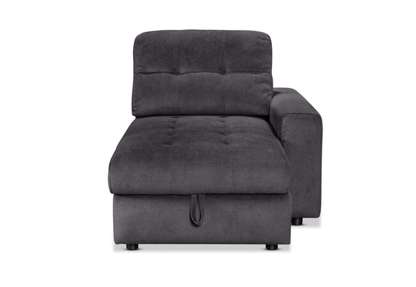 BEVERLY FABRIC MODULAR RHF STORAGE CHAISE DARK GREY