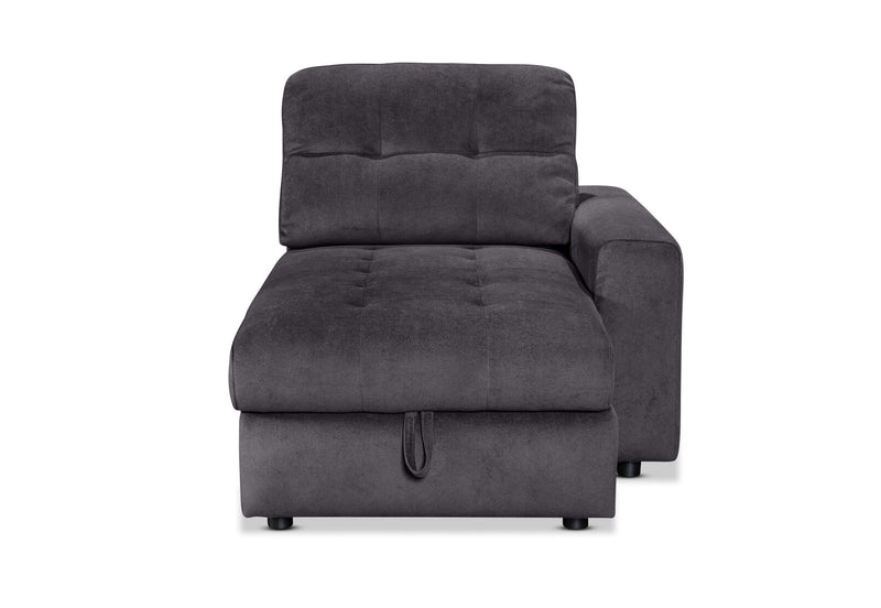 BEVERLY FABRIC MODULAR RHF STORAGE CHAISE DARK GREY