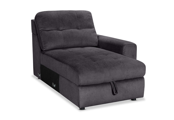 BEVERLY FABRIC MODULAR RHF STORAGE CHAISE DARK GREY