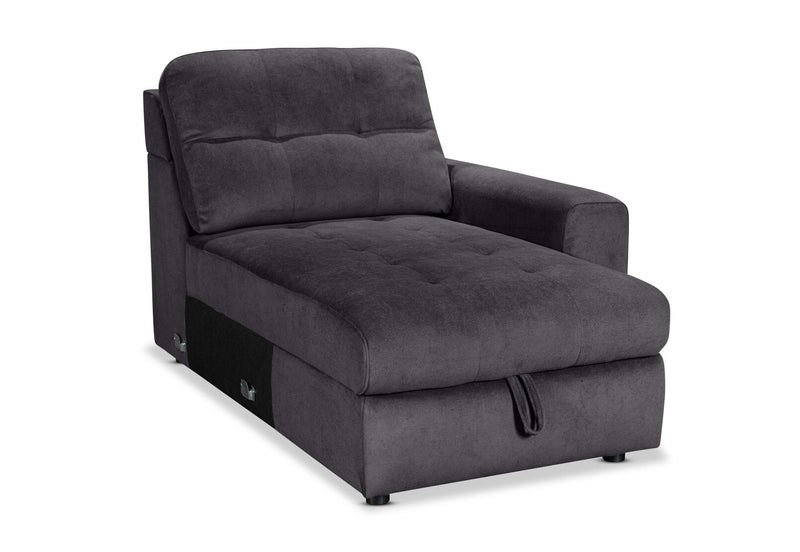 BEVERLY FABRIC MODULAR RHF STORAGE CHAISE DARK GREY