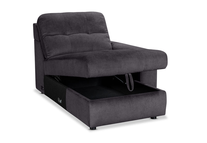 BEVERLY FABRIC MODULAR RHF STORAGE CHAISE DARK GREY
