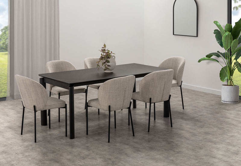 ANNORA 7 PIECE DINING SUITE  BLACK