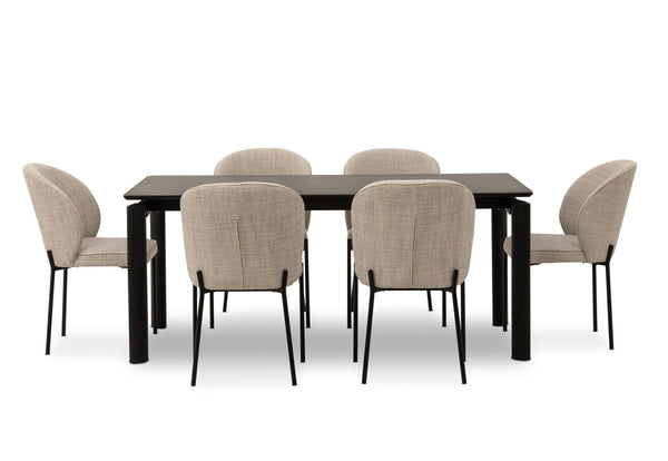 ANNORA 7 PIECE DINING SUITE  BLACK
