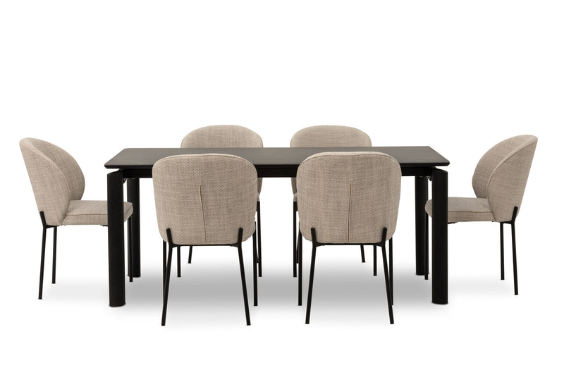 ANNORA 7 PIECE DINING SUITE  BLACK