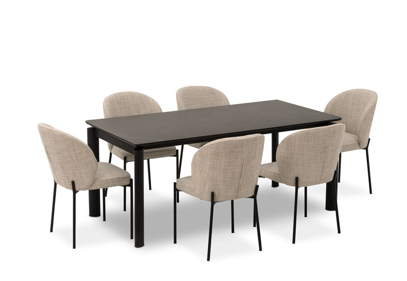 ANNORA 7 PIECE DINING SUITE  BLACK