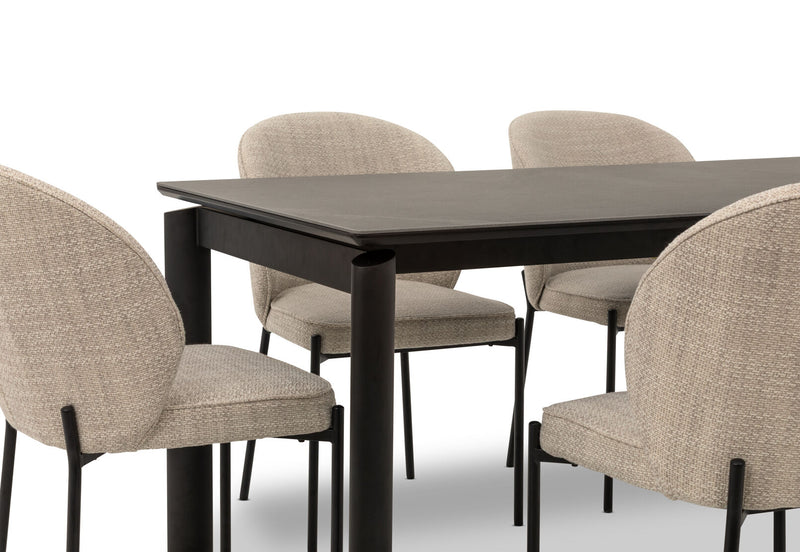ANNORA 7 PIECE DINING SUITE  BLACK