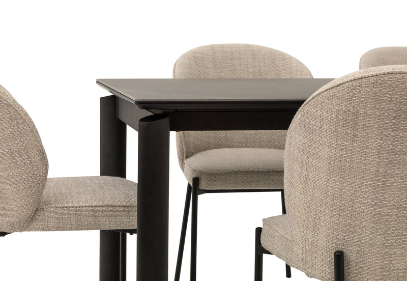 ANNORA 7 PIECE DINING SUITE  BLACK