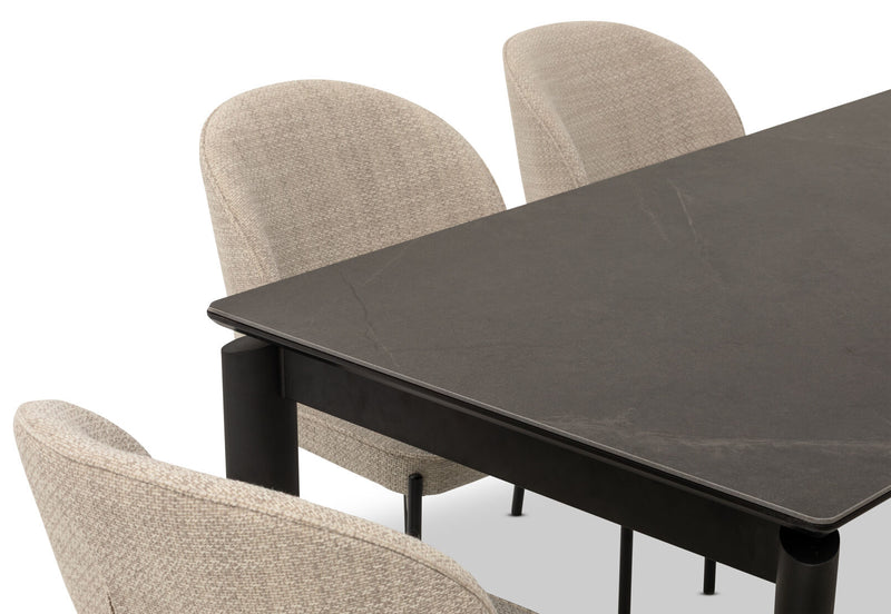 ANNORA 7 PIECE DINING SUITE  BLACK