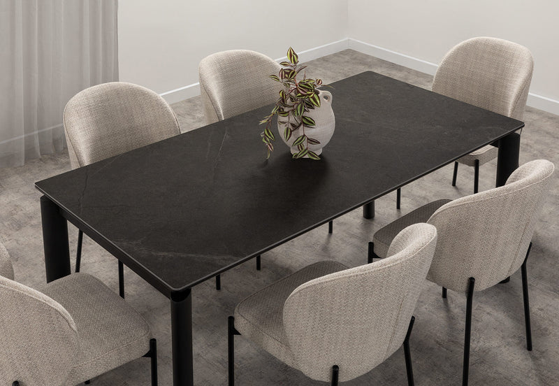 ANNORA 7 PIECE DINING SUITE  BLACK