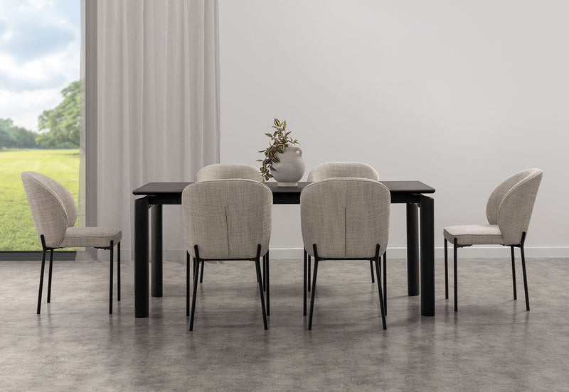 ANNORA 7 PIECE DINING SUITE  BLACK