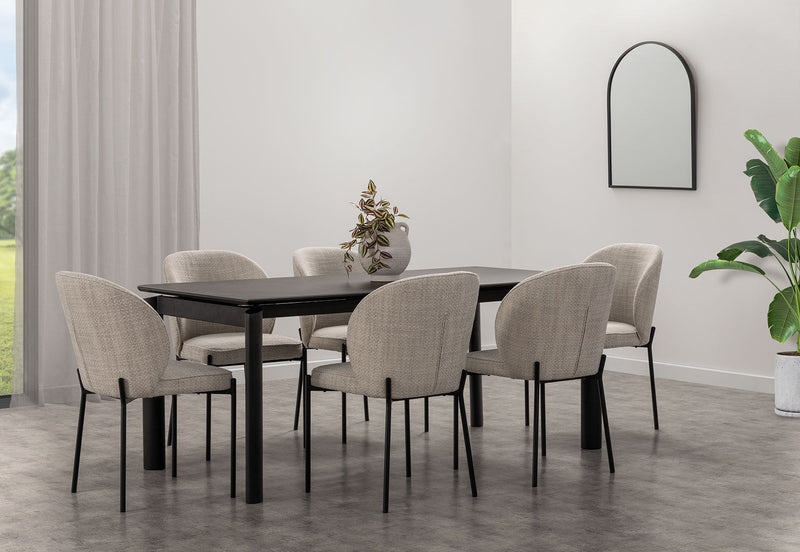 ANNORA 7 PIECE DINING SUITE  BLACK