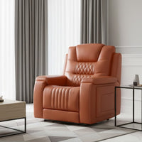 AGASSI LEATHER DUAL ELECTRIC RECLINER MID TAN