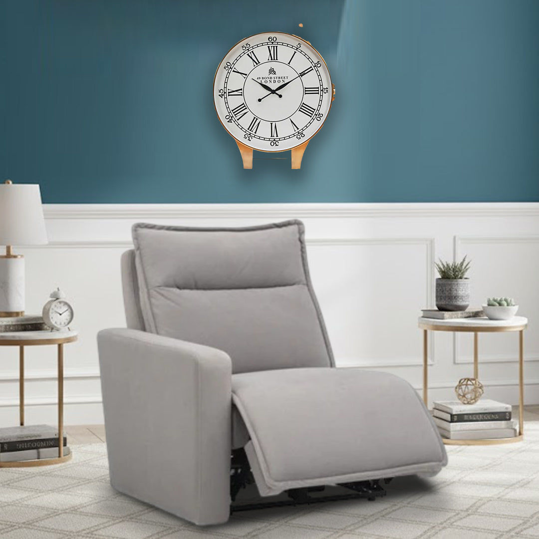 ALCINA FABRIC LHF ELECTRIC RECLINER ARM CHAIR LIGHT GREY