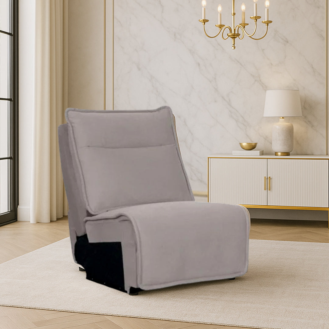 ALCINA FABRIC MODULAR ARMLESS FIXED CHAIR LIGHT GREY