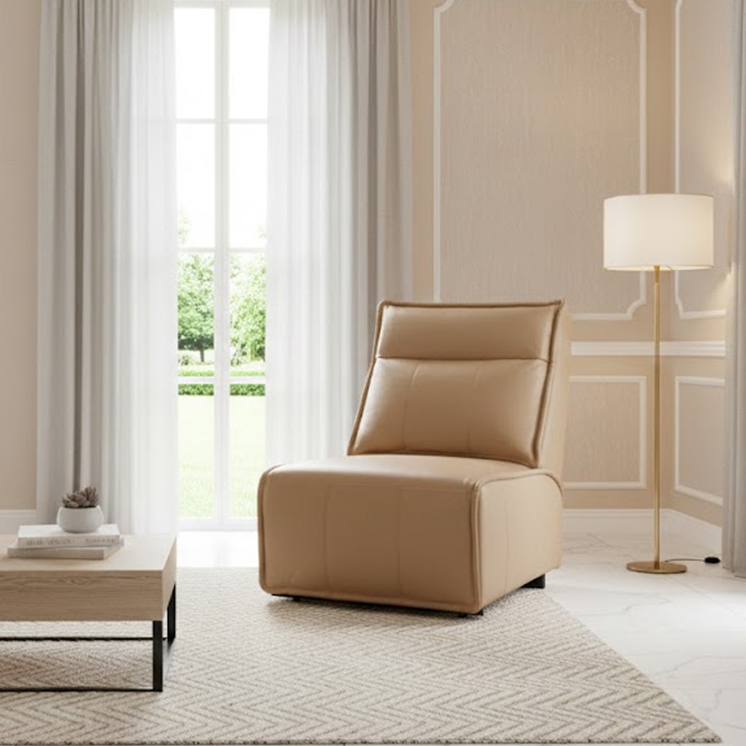 ALCINA LEATHER ARMLESS ELECTRIC RECLINER CHAIR MOCHA