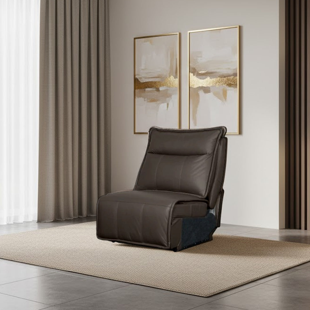 ALCINA LEATHER MODULAR ARMLESS FIXED CHAIR CHOCOLATE