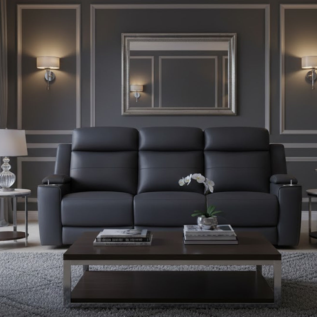 ALEXIOS 3 SEATER WITH ELECTRIC RECLINER CHARCOAL