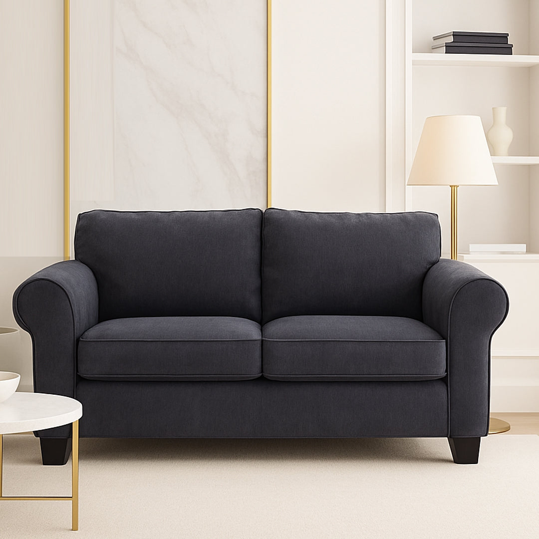 ALLI FABRIC 2 SEATER SOFA DARK GREY