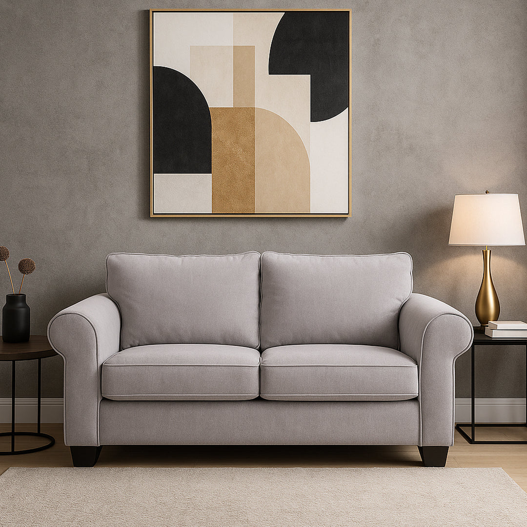 ALLI FABRIC 2 SEATER SOFA LIGHT GREY