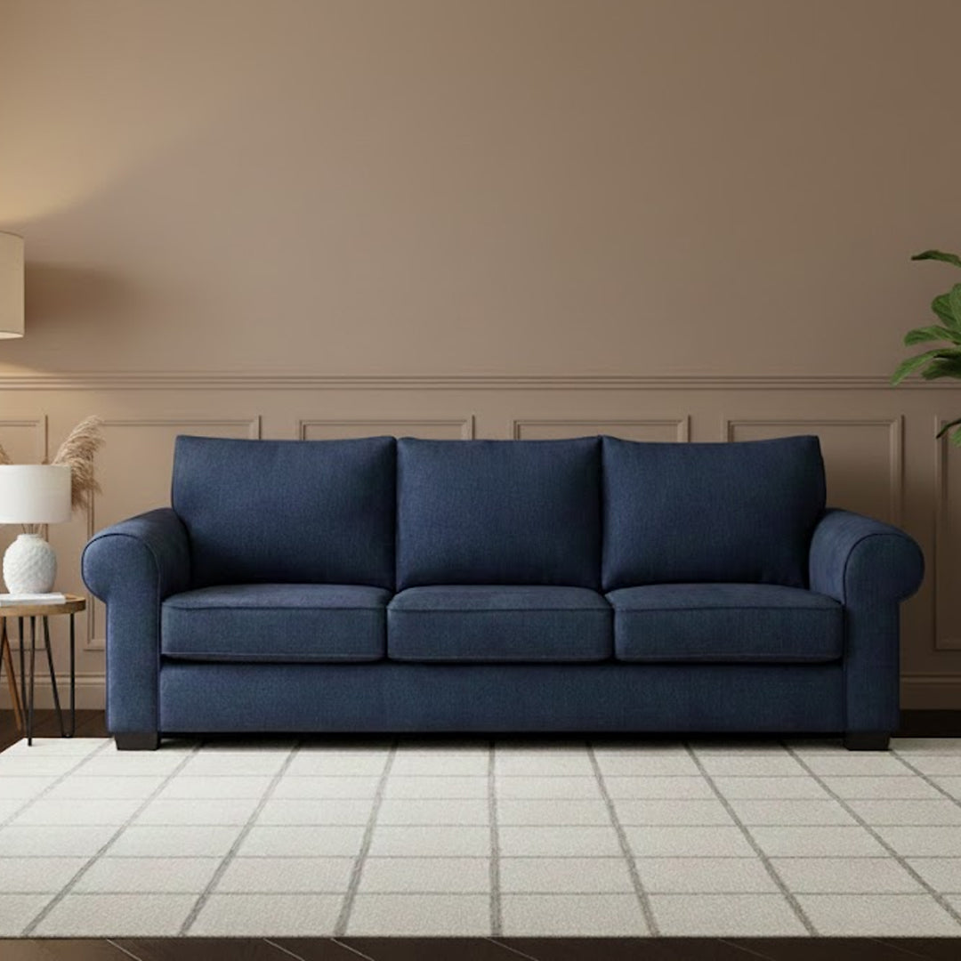 ALLI FABRIC 3 SEATER SOFA NAVY