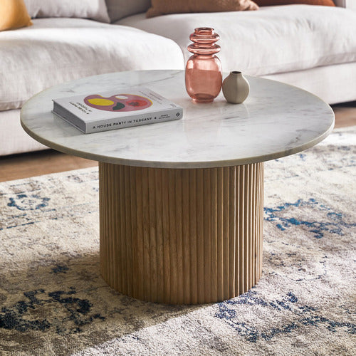 ANIKA MANGO WOOD & MARBLE COFFEE TABLE