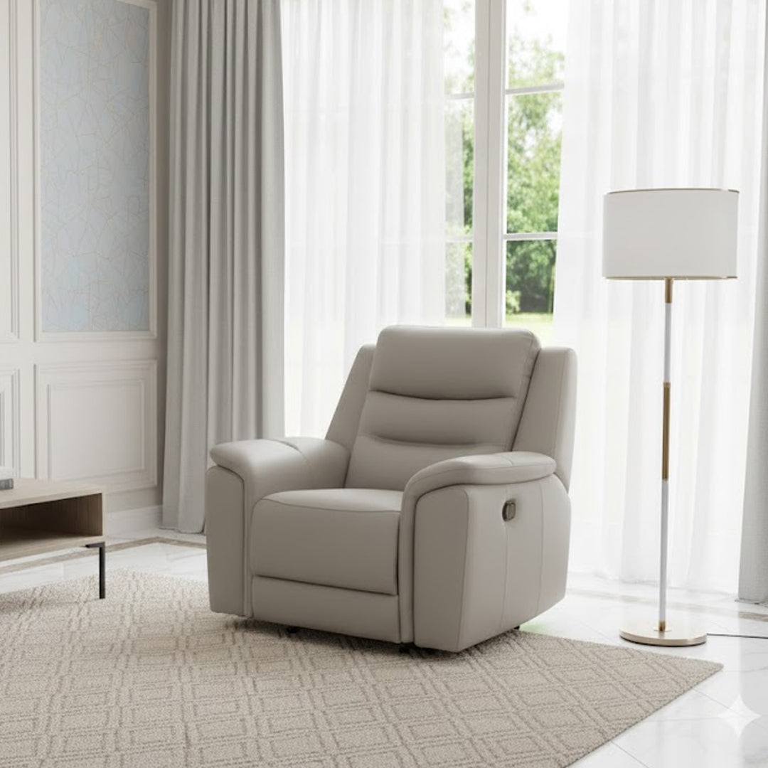 ATALANTA LEATHER ELECTRIC RECLINER LIGHT GREY