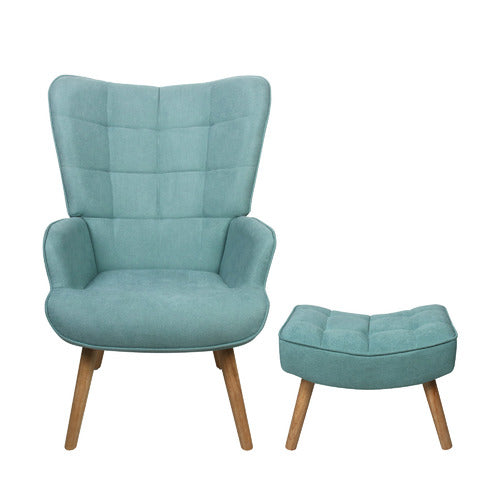 LIVING FUSION AFTON RUBBERWOOD ARMCHAIR WITH OTTOMAN