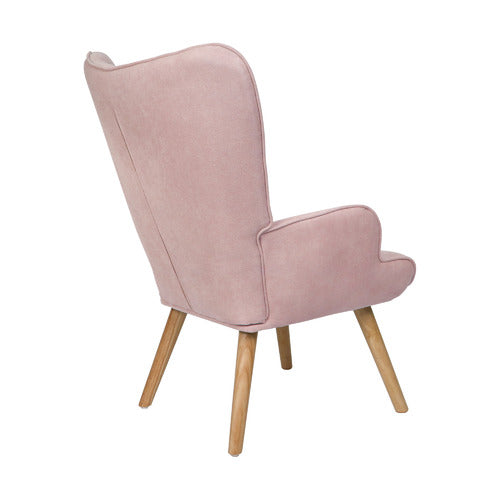 LIVING FUSION AFTON RUBBERWOOD ARMCHAIR WITH OTTOMAN