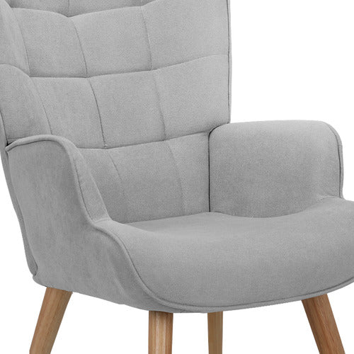 LIVING FUSION AFTON RUBBERWOOD ARMCHAIR WITH OTTOMAN