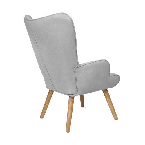 LIVING FUSION AFTON RUBBERWOOD ARMCHAIR WITH OTTOMAN