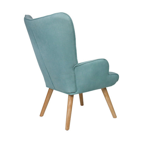 LIVING FUSION AFTON RUBBERWOOD ARMCHAIR WITH OTTOMAN